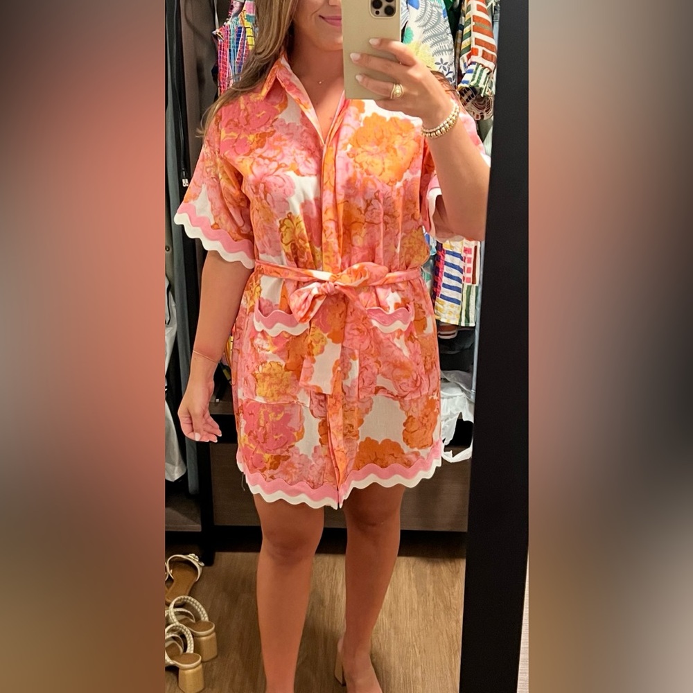 Floral Pink and Orange Kimono Dress